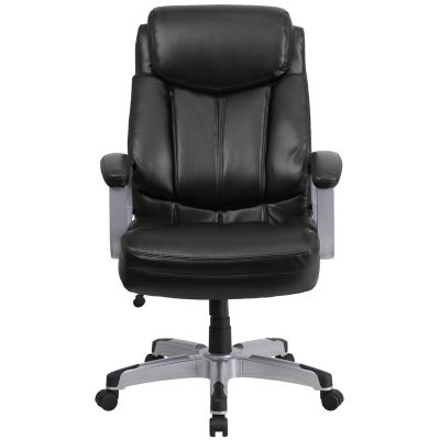 Image showing  HERCULES Series Big and Tall Leather Executive Swivel Chair with Arms, Black, 500 lb. Capacity