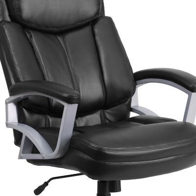 Image showing  HERCULES Series Big and Tall Leather Executive Swivel Chair with Arms, Black, 500 lb. Capacity