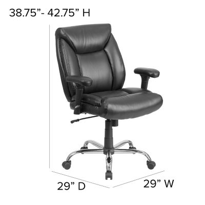 Image showing 5 th Flash Furniture HERCULES Series Big and Tall Executive Desk Swivel Chairs, Black, 400 lb. Capacity, GO2073LEA