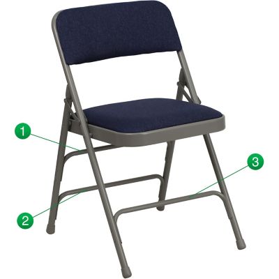 Flash Furniture HERCULES Series Metal Folding Chairs, Navy/Gray, 300 lb. Weight Capacity, HAMC309AFNVY