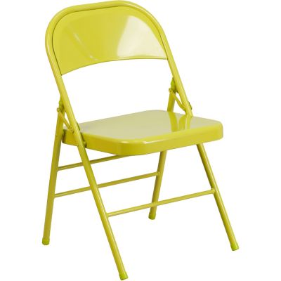 Flash Furniture HERCULES COLORBURST Series Metal Folding Chairs, Fuchsia, HF3FUCHSIA