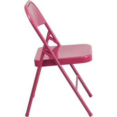 Image showing  HERCULES COLORBURST Series Metal Folding Chairs, Fuchsia, HF3FUCHSIA