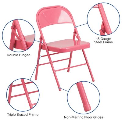 Image showing  Metal Folding Chair, 300 lb. Capacity, Triple Braced and Double Hinged