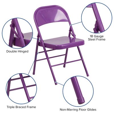 Image showing  Metal Folding Chair, 300 lb. Capacity, Triple Braced and Double Hinged