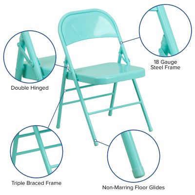 Image showing  Metal Folding Chair, 300 lb. Capacity, Triple Braced and Double Hinged