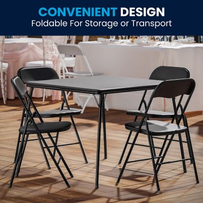 Image showing  5 pc. Black Folding Card Table and Chair Set, 33.5 in. x 33.5 in.