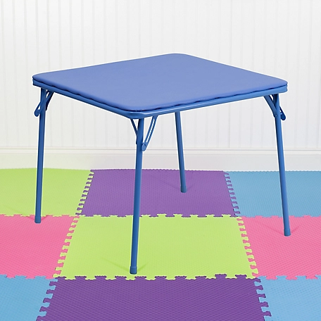 Flash Furniture Kids' Plastic Folding Table, Blue