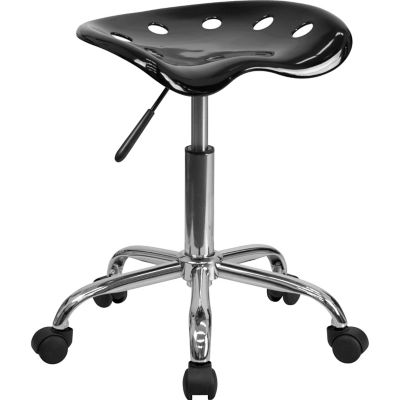 Flash Furniture Vibrant Tractor Seat and Chrome Stool, 360 Degrees, Black