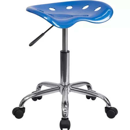 Flash Furniture Vibrating Tractor Seat and Chrome Stool 360 Degree Bright Blue Bar Stools