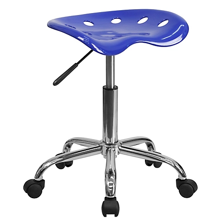 Flash Furniture Vibrant Tractor Seat and Chrome Stool, 360 Degrees, Blue