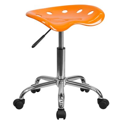 Flash Furniture 360-Degree Vibrant Tractor Seat and Chrome Stool, 25-3/4 in., Orange
