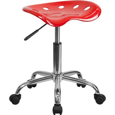 Flash Furniture Vibrant Tractor Seat and Chrome Stool, 360 Degrees, Red 