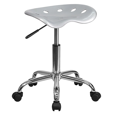 Flash Furniture Vibrant Tractor Seat and Chrome Stool, 360 Degrees, Silver