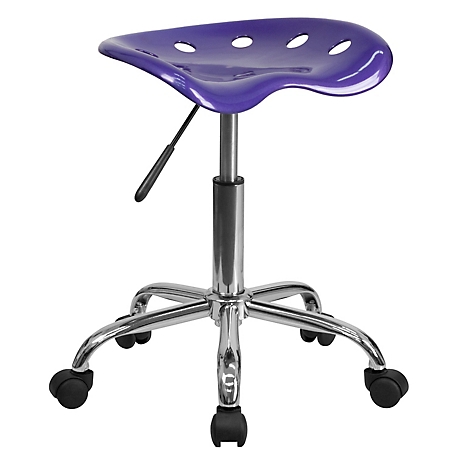 Flash Furniture Vibrant Tractor Seat and Chrome Stool, 360 Degrees, Violet