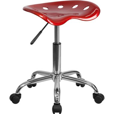 Flash Furniture 360-Degree Vibrant Tractor Seat and Chrome Stool, 25-3/4 in., Wine Red