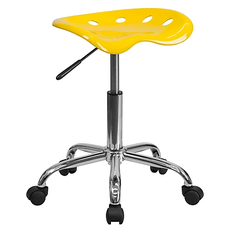 Flash Furniture Vibrant Tractor Seat and Chrome Stool, 360 Degrees, Yellow