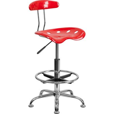 Flash Furniture Vibrant Drafting Stool with Tractor Seat, 20 in. x 17.25 in. x 41 in.