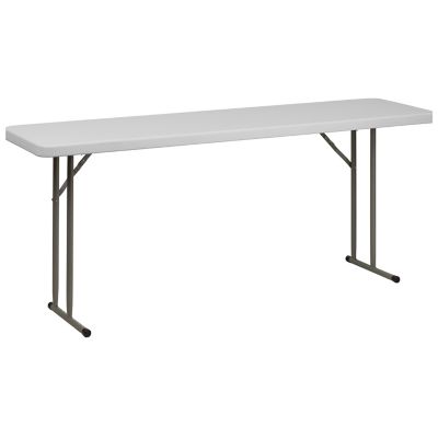 Image showing  3 pc. Plastic Folding Training Table Set with 2 Trapezoidal Stack Chairs, 72 in. x 18 in. x 29 in., Burgundy