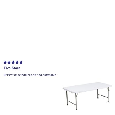 Image showing  Kids' Plastic Rectangular Folding Table, 4.93 ft., Granite White