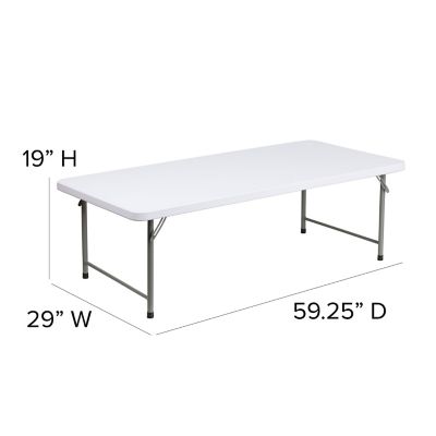 Image showing 5 th Flash Furniture Kids' Plastic Rectangular Folding Table, 4.93 ft., Granite White