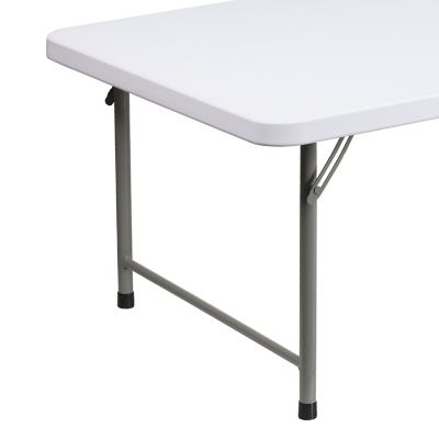 Image showing 6 th Flash Furniture Kids' Plastic Rectangular Folding Table, 4.93 ft., Granite White