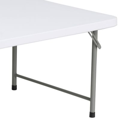 Image showing 9 th Flash Furniture Kids' Plastic Rectangular Folding Table, 4.93 ft., Granite White