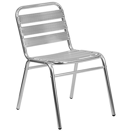 Flash Furniture Commercial Aluminum Indoor/Outdoor Restaurant Stack Chair with Triple Slat Back, 25 in. x 19-1/2 in. x 30 in.