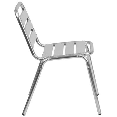 Image showing 5 th Flash Furniture Commercial Aluminum Indoor/Outdoor Restaurant Stack Chair with Triple Slat Back, 25 in. x 19-1/2 in. x 30 in.