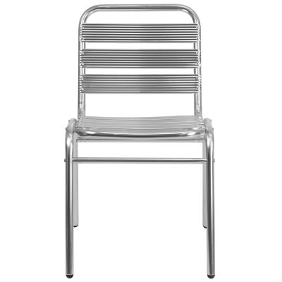 Image showing 6 th Flash Furniture Commercial Aluminum Indoor/Outdoor Restaurant Stack Chair with Triple Slat Back, 25 in. x 19-1/2 in. x 30 in.