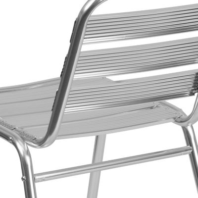 Image showing 7 th Flash Furniture Commercial Aluminum Indoor/Outdoor Restaurant Stack Chair with Triple Slat Back, 25 in. x 19-1/2 in. x 30 in.