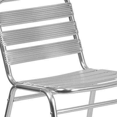 Image showing 8 th Flash Furniture Commercial Aluminum Indoor/Outdoor Restaurant Stack Chair with Triple Slat Back, 25 in. x 19-1/2 in. x 30 in.