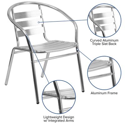 Image showing  Metal Restaurant Stack Chair with Aluminum Slats