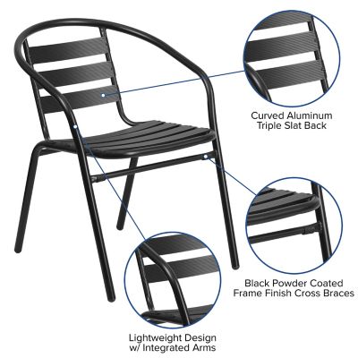 Image showing  Metal Restaurant Stack Chair with Aluminum Slats