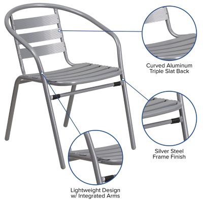 Image showing  Metal Restaurant Stack Chair with Aluminum Slats