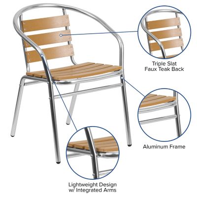 Image showing  Metal Restaurant Stack Chair with Aluminum Slats