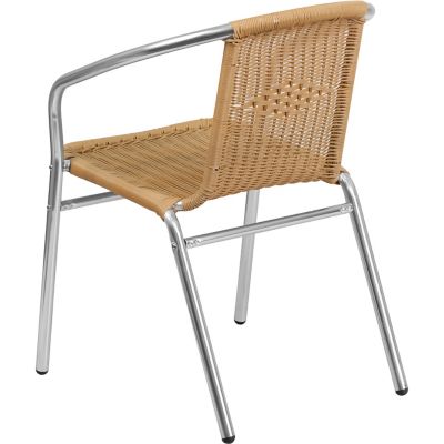 Image showing  Commercial Aluminum and Rattan Indoor/Outdoor Restaurant Stack Chair, 22 in. x 21-3/4 in. x 29 in.