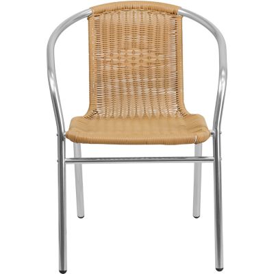 Image showing  Commercial Aluminum and Rattan Indoor/Outdoor Restaurant Stack Chair, 22 in. x 21-3/4 in. x 29 in.