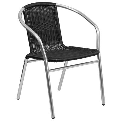 Flash Furniture Commercial Aluminum and Rattan Indoor/Outdoor Restaurant Stack Chair, 22 in. x 21-3/4 in. x 29 in.