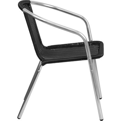 Image showing  Commercial Aluminum and Rattan Indoor/Outdoor Restaurant Stack Chair, 22 in. x 21-3/4 in. x 29 in.