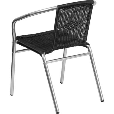 Image showing  Commercial Aluminum and Rattan Indoor/Outdoor Restaurant Stack Chair, 22 in. x 21-3/4 in. x 29 in.