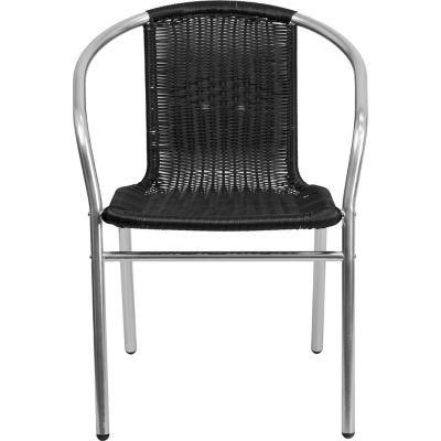Image showing  Commercial Aluminum and Rattan Indoor/Outdoor Restaurant Stack Chair, 22 in. x 21-3/4 in. x 29 in.