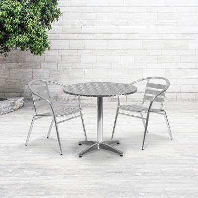 Flash Furniture Round Aluminum Indoor/Outdoor Table with Base, 31.5 in. x 27.5 in.