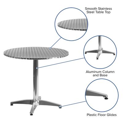 Image showing  Round Aluminum Indoor/Outdoor Table with Base, 31.5 in. x 27.5 in.