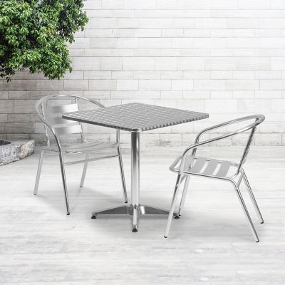 Flash Furniture Square Aluminum Indoor/Outdoor Table with Base, 27.5 in.