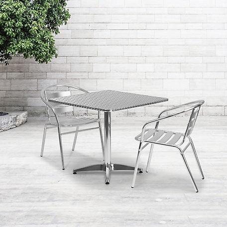 Flash Furniture Square Aluminum Indoor/Outdoor Table with Base, 31.5 in. x 27.5 in.