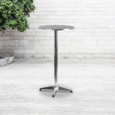 Flash Furniture 23.25 in. Indoor/Outdoor Round Aluminum Folding Bar-Height Table with Base