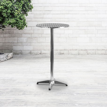 Flash Furniture Round Aluminum Indoor/Outdoor Folding Bar-Height Table with Base, 23.25 in.