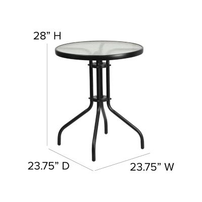 Image showing 5 th Flash Furniture 23.75 in. Tempered Glass Metal Round Patio Table for 2 People