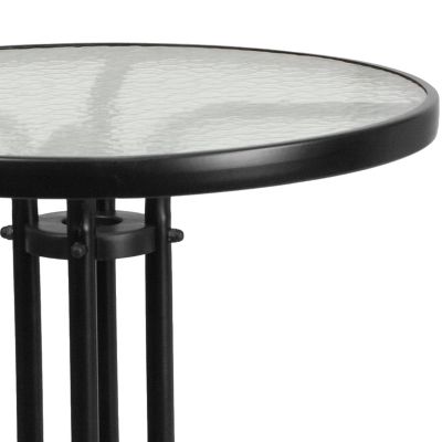 Image showing 7 th Flash Furniture 23.75 in. Tempered Glass Metal Round Patio Table for 2 People