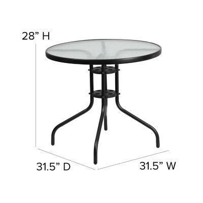 Image showing  Round Tempered Glass Metal Table, 31.5 in. x 28 in.